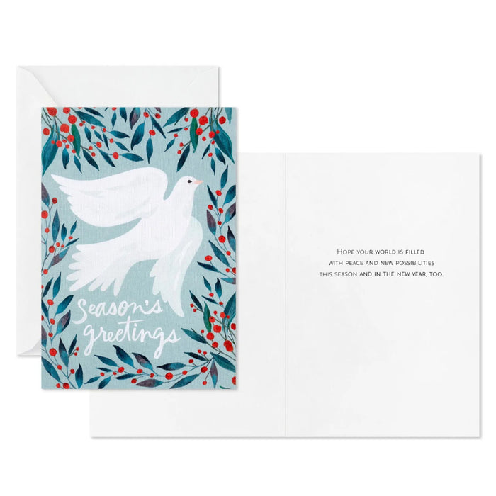 Hallmark Watercolor Dove Packaged Christmas Cards featuring an elegant watercolor dove design, pack of 5.