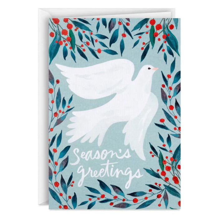 Hallmark Watercolor Dove Packaged Christmas Cards featuring an elegant watercolor dove design, pack of 5.