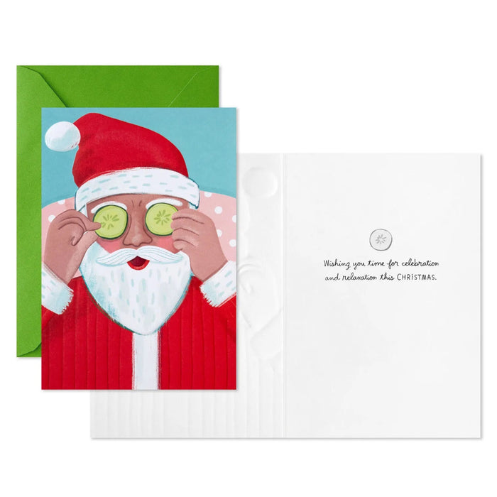 Hallmark Self-Care Santa packaged Christmas cards set of 5 featuring a playful Santa holiday design