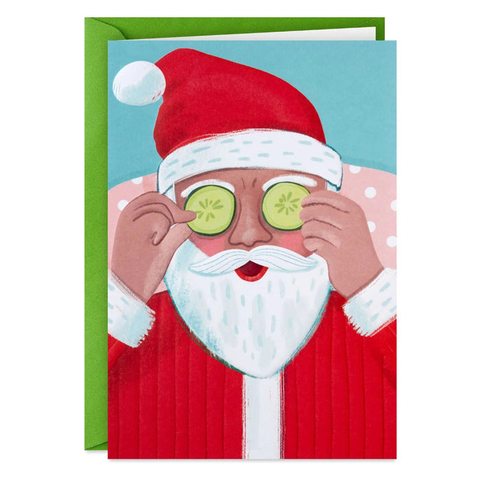 Hallmark Self-Care Santa packaged Christmas cards set of 5 featuring a playful Santa holiday design