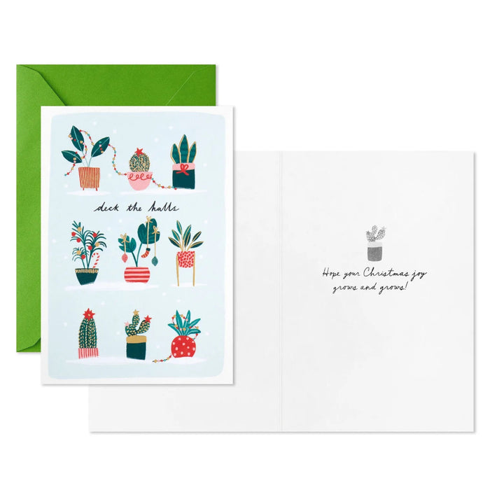 Hallmark Holiday Trimmed Plants packaged Christmas cards set of 5 featuring festive plant and greenery artwork