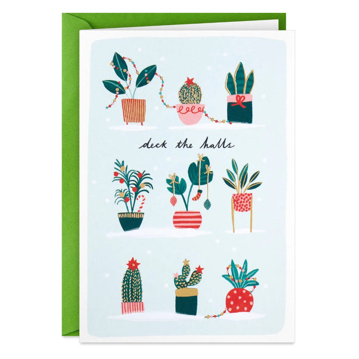 Hallmark Holiday Trimmed Plants packaged Christmas cards set of 5 featuring festive plant and greenery artwork