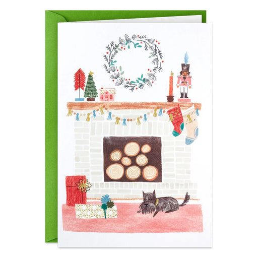 Hallmark Warm and Cozy Fireplace packaged Christmas cards, set of 5