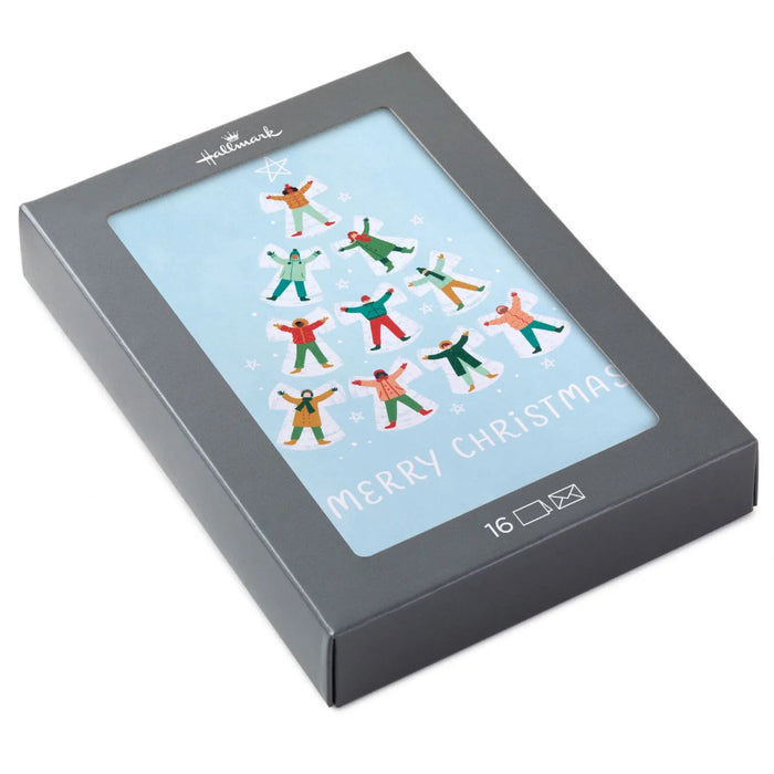Hallmark Snow Angel Tree boxed Christmas cards pack of 16 featuring a charming winter holiday design