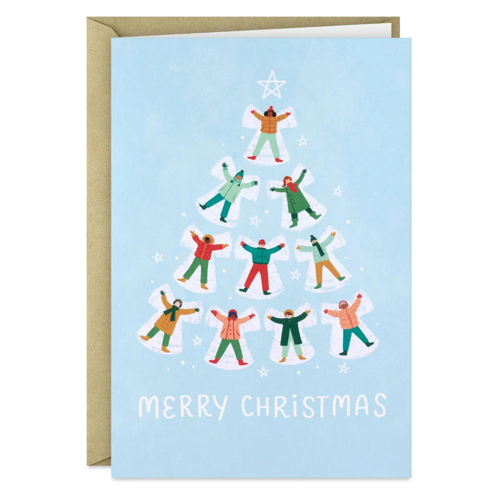 Hallmark Snow Angel Tree boxed Christmas cards pack of 16 featuring a charming winter holiday design