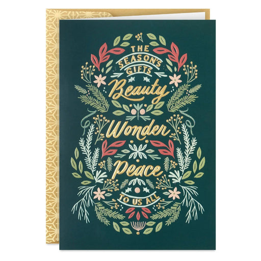 Hallmark The Season's Gifts lettering on green boxed Christmas cards pack of 16 with festive holiday design.