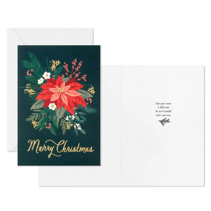 Hallmark Elegant Poinsettia Boxed Christmas Cards Pack of 16