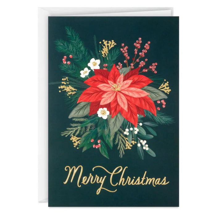 Hallmark Elegant Poinsettia Boxed Christmas Cards Pack of 16