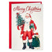 Hallmark Vintage Santa With Gifts boxed Christmas cards pack of 16 featuring nostalgic Santa Claus artwork and festive presents.