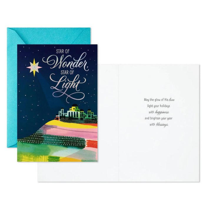 Hallmark Star of Wonder and Light boxed Christmas cards, pack of 16, featuring elegant star-inspired Christmas artwork