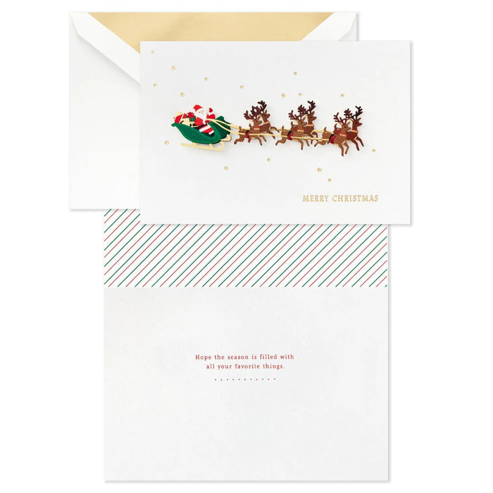 Hallmark Santa Flying With Reindeer Boxed Christmas Cards Pack of 8