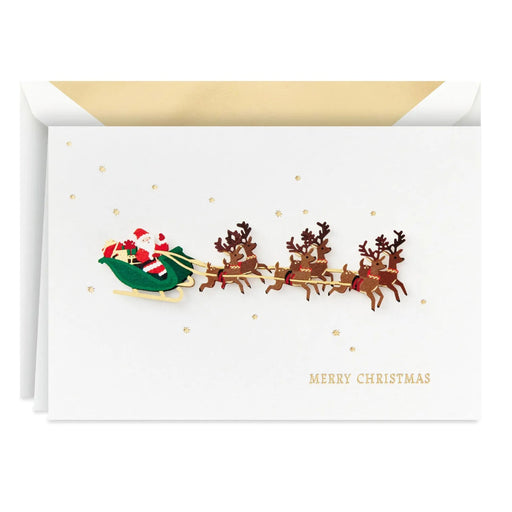 Hallmark Santa Flying With Reindeer Boxed Christmas Cards Pack of 8