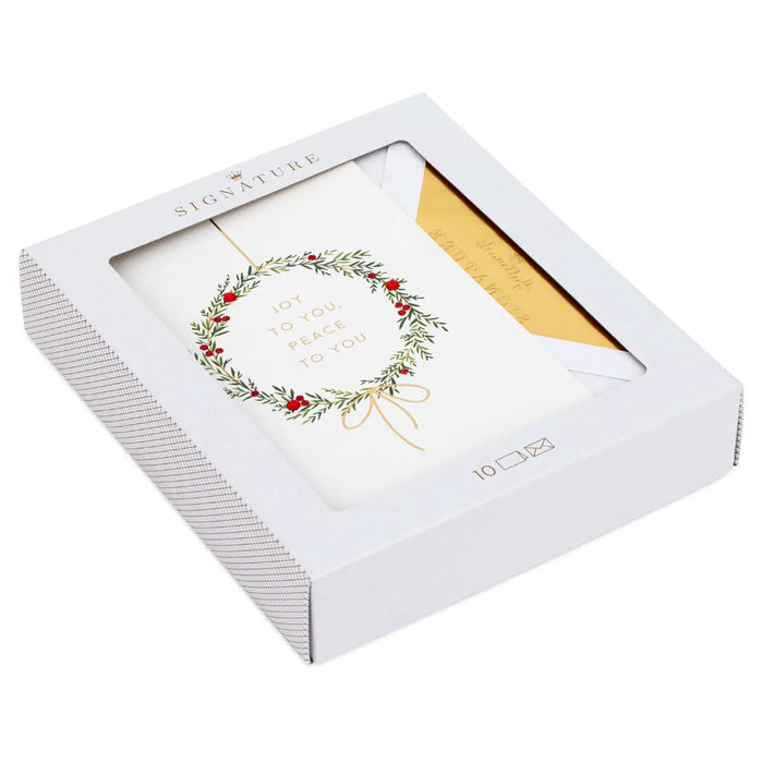 Hallmark Illustrated Wreath boxed Christmas cards pack of 10 featuring festive wreath artwork for holiday greetings