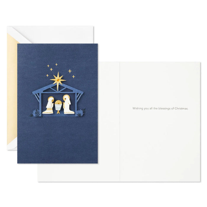 Hallmark Nativity Christmas cards with blue background, pack of 10
