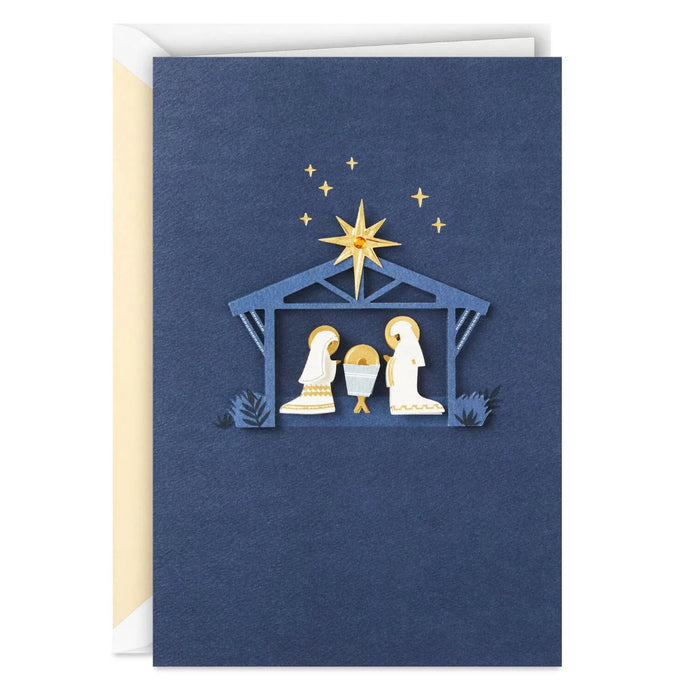 Hallmark Nativity Christmas cards with blue background, pack of 10