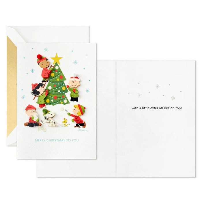 Hallmark Peanuts Christmas Tree Decorating boxed Christmas cards pack of 10 featuring Peanuts characters decorating a Christmas tree