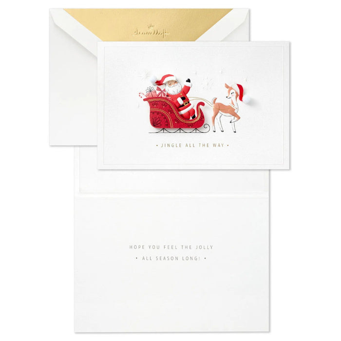 Hallmark Santa Claus Sleigh boxed Christmas cards, pack of 12, featuring Santa Claus in a festive sleigh design.