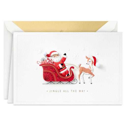Hallmark Santa Claus Sleigh boxed Christmas cards, pack of 12, featuring Santa Claus in a festive sleigh design.