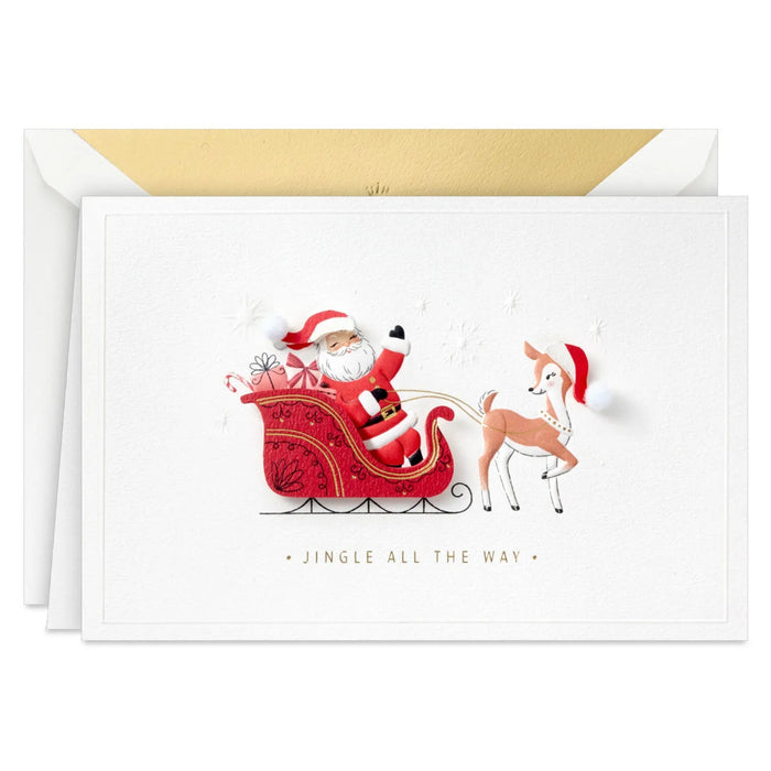 Hallmark Santa Claus Sleigh boxed Christmas cards, pack of 12, featuring Santa Claus in a festive sleigh design.