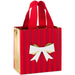 6.5-inch small red striped Christmas gift bag with an elegant decorative bow