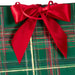 15-inch extra-deep green plaid Christmas gift bag with a decorative red bow