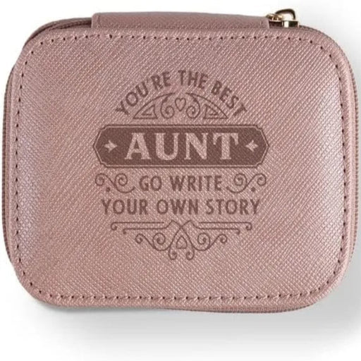 H & H Gifts personalised jewellery box for aunt with custom name, inspirational message, ring holder, compartments, and travel-friendly design.