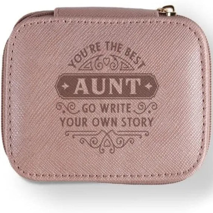 H & H Gifts personalised jewellery box for aunt with custom name, inspirational message, ring holder, compartments, and travel-friendly design.