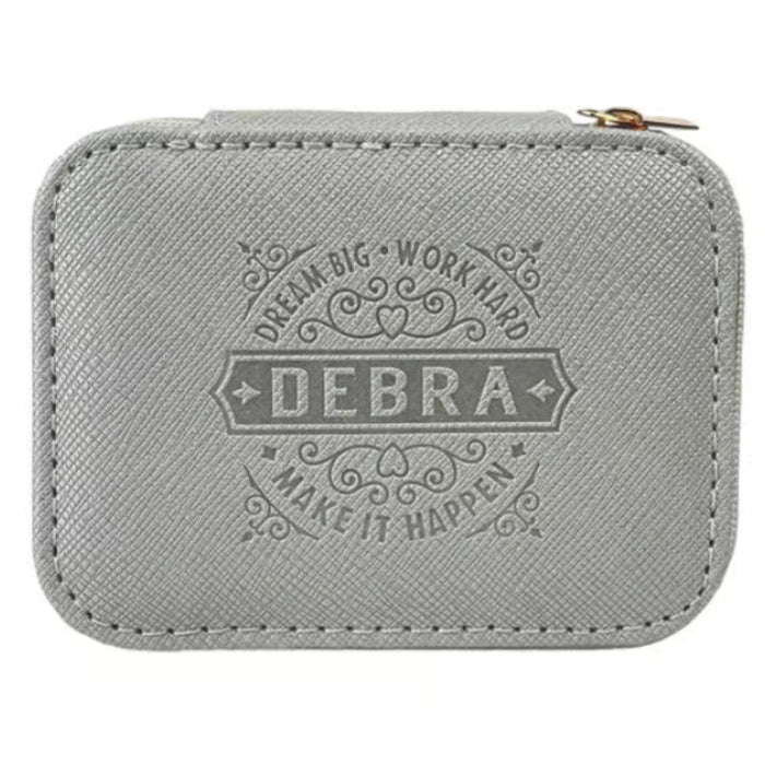 This H & H Gifts Personalised Travel Jewellery Box - Debra is a stylish and practical way to keep your favorite accessories organized wherever you go. 