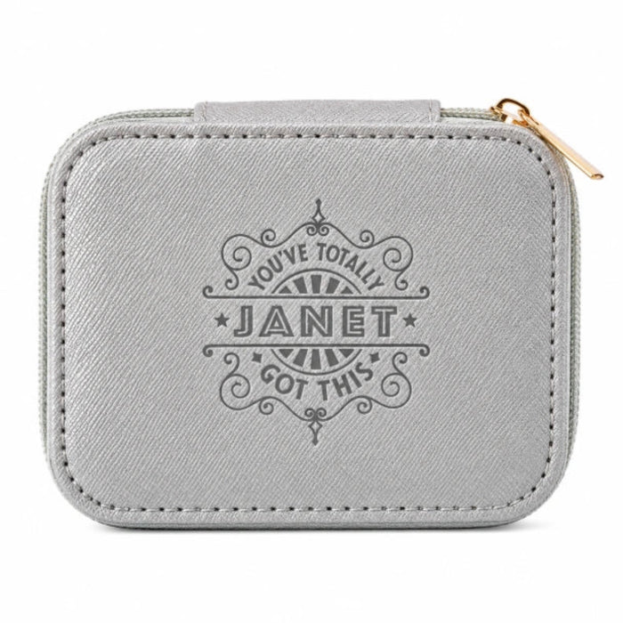 This H & H Gifts Personalised Travel Jewellery Box features Janet’s name in a beautiful, elegant design.