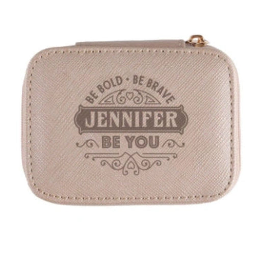 This H & H Gifts gold travel jewelry box features the empowering “Be Bold, Be Brave, Be You” sentiment personalised just for her.
