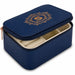 Personalised jewellery box featuring an elegant "S" initial monogram on a premium textured finish with a secure zip closure for stylish jewellery 