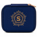 Personalised jewellery box featuring an elegant "S" initial monogram on a premium textured finish with a secure zip closure for stylish jewellery storage.