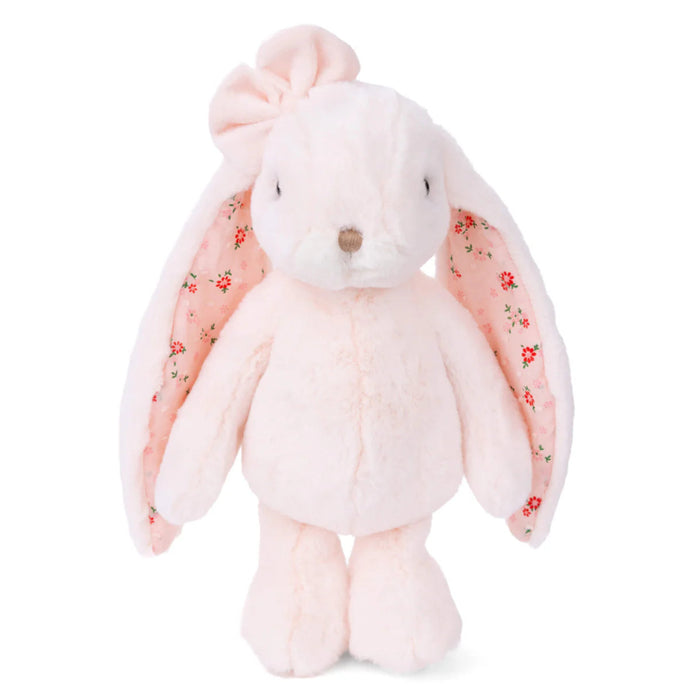 Ultra-soft plush bunny with a charming floral pink design.