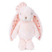 Ultra-soft plush bunny with a charming floral pink design.