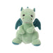 A plush dragon toy sitting against a plain white background, showcasing its vibrant colors and friendly expression.