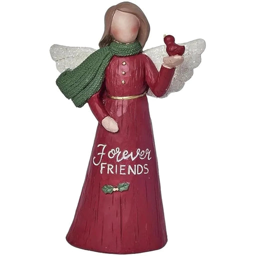 Decorative angel figurine with 'Forever Friends' text on a white background