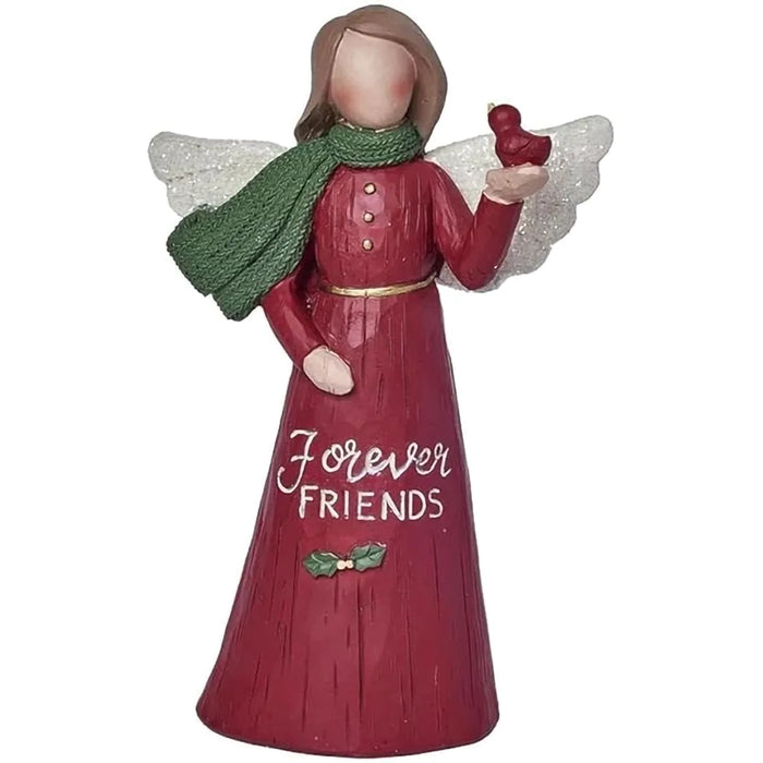 Decorative angel figurine with 'Forever Friends' text on a white background