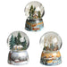 wind-up musical glitter dome featuring a charming winter scene surrounded by sparkling swirling glitter.