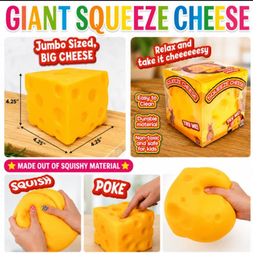 Puka Creations delivers the most gloriously oversized stress toy around the Giant Squeeze Cheese.