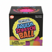 Box of a crystal squish stretch ball with colorful text and warning label.