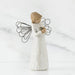 Angel figurine holding a bird on a white background