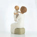 Willow Tree Grandmother figurine holding a baby back and side view on a white background. 