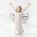 Angel figurine with outstretched arms on a white background