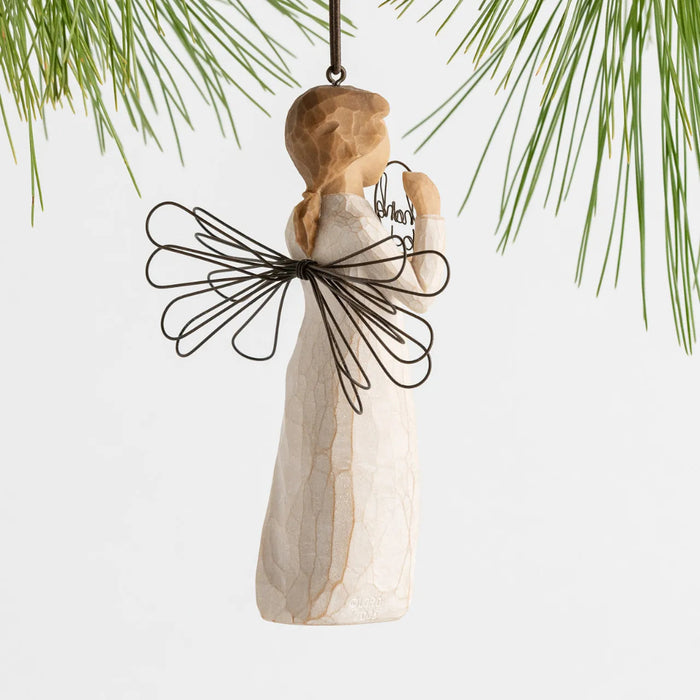 Willow Tree Thank you angel ornament on a white background 