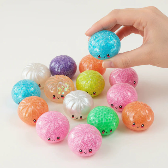 Set of 12 Fun Doh Petite Mystery Dumpling slow-rise squishy toys featuring assorted cute mystery designs for sensory play, stress relief, party favors, and collecting.
