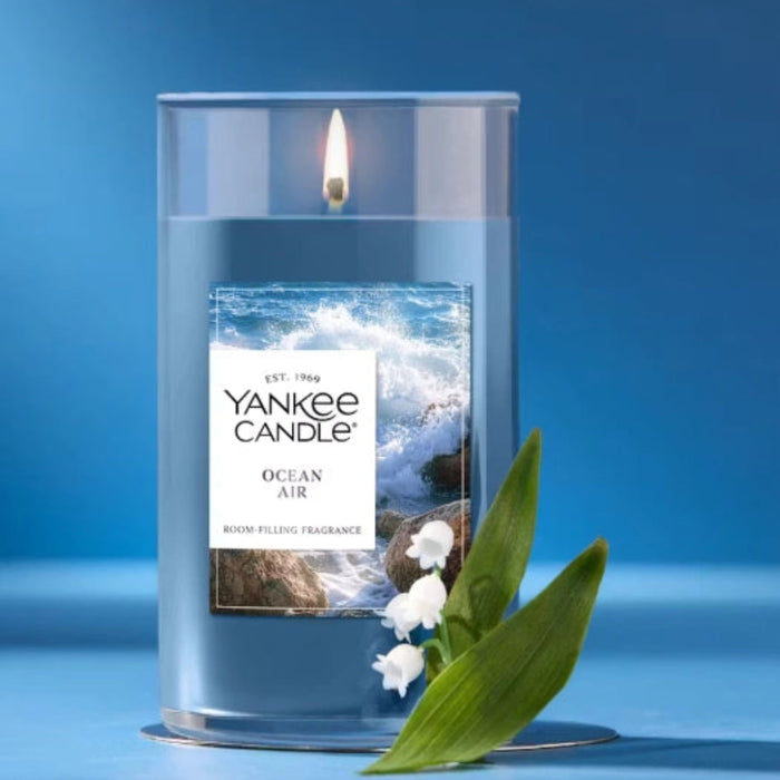 Yankee Candle Ocean Air Medium Jar Candle with Fresh Coastal Breeze Scent for Home Fragrance
