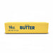 Box of salted butter squishy yellow packaging and blue text on a white background