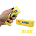 Display of 12 small butter-shaped slow-rise squishy toys made from soft foam, designed for stress relief, sensory play, party favors, and fidget fun.
