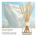 Yankee Candle Clean Cotton reed diffuser bottle with natural reed sticks, shown beside a lifestyle scene of white fabric hanging outdoors under a blue sky. Text on the image reads 'CLEAN COTTON' and 'Cotton Blossoms, Crisp Linen & Leisurely Sunday Mornings.