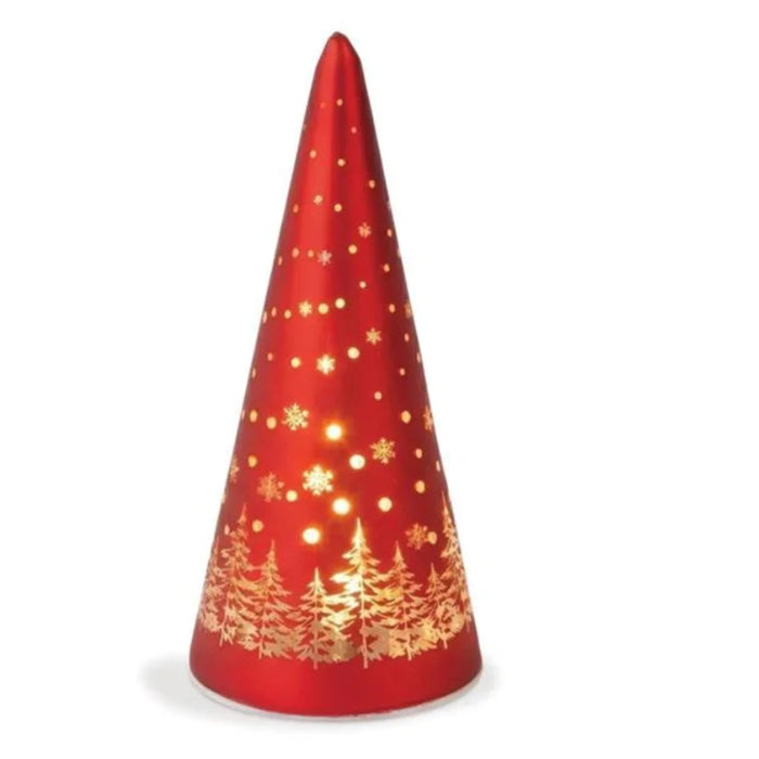 Blossom Bucket Holly Days red lighted glass Christmas tree decoration